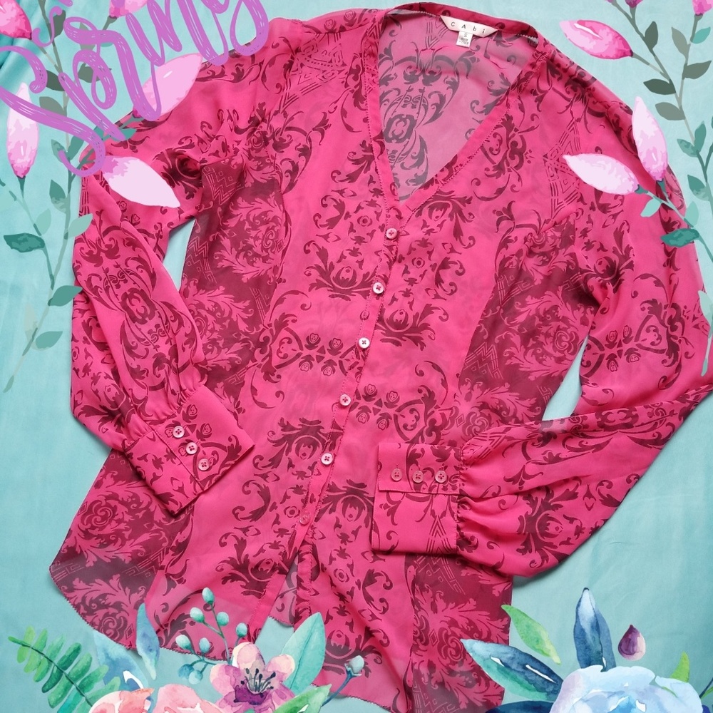 CAbi Long Sleeve Sheer Blouse